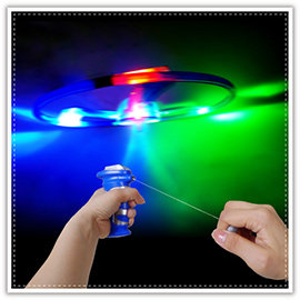 【Q禮品】B2163 進階手拉LED飛碟/發光飛碟/拉線發光飛行器/UFO/LED燈竹蜻蜓/飛盤