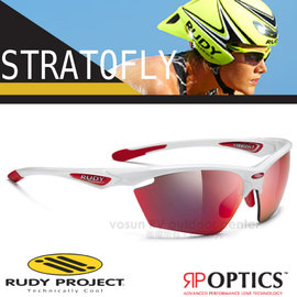 【義大利 Rudy Project】STRATOFLY-RP OPTICS 專業抗紫外線鍍銀運動眼鏡.太陽眼鏡.自行車風鏡/SP233869 亮白色框+紅色鍍銀片