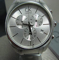 CK Calvin Klein 凱文克萊大錶徑三眼銀白面單日期計時運動休閒鋼帶腕錶 型號: K2F27126
