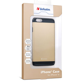 Verbatim 威寶 iPhone 6 4.7吋 鋁合金手機保護殼★附贈9H鋼化玻璃螢幕保護貼★-金色x1