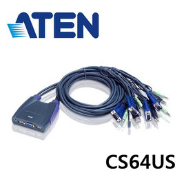 【可超商取貨】ATEN 宏正 CS64US CS-64US 帶線式USB KVM多電腦切換器