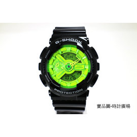 時計廣場】CASIO/G-SHOCK日本限定雙顯多層潮流休閒錶-黑綠(GA-110B