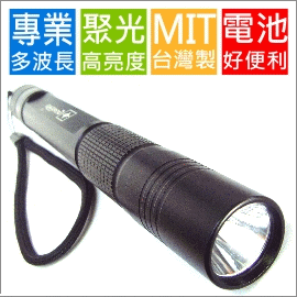 LED手電筒(20cm), 綠光(520~530nm), 聚光型, 台灣組裝 (**螢光檢測 生物檢測 氣體檢測 化學檢測 鑑定 誘魚燈 狩獵)