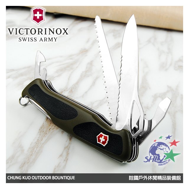 【詮國】瑞士VICTORINOX維氏瑞士刀 - RangerGrip 178 綠黑防滑12用瑞士刀 - 0.9663.MWC4(VN123)
