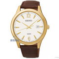 【錶飾精品】SEIKO手錶 SUR056P1 精工表 時尚優雅 日期 防水白面咖啡皮帶男錶 全新正品