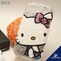 Hello Kitty 平面造型手機珍珠水鑽殼(施華洛世奇)
