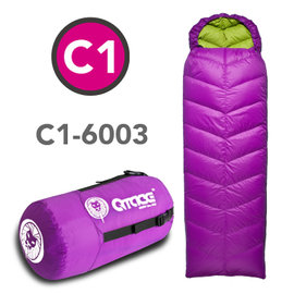 QTACE-C1-600g-紫綠 羽絨睡袋/露營/登山/背包客