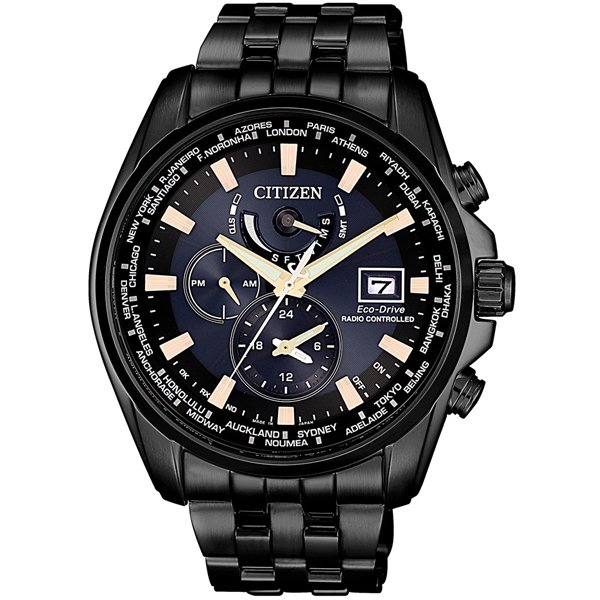 CITIZEN Eco-Drive 專屬保鑣電波計時光動能優質腕錶-黑-AT9039-51L