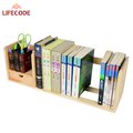 【LIFECODE】極簡風-松木桌上型書架(單抽屜) 11050030