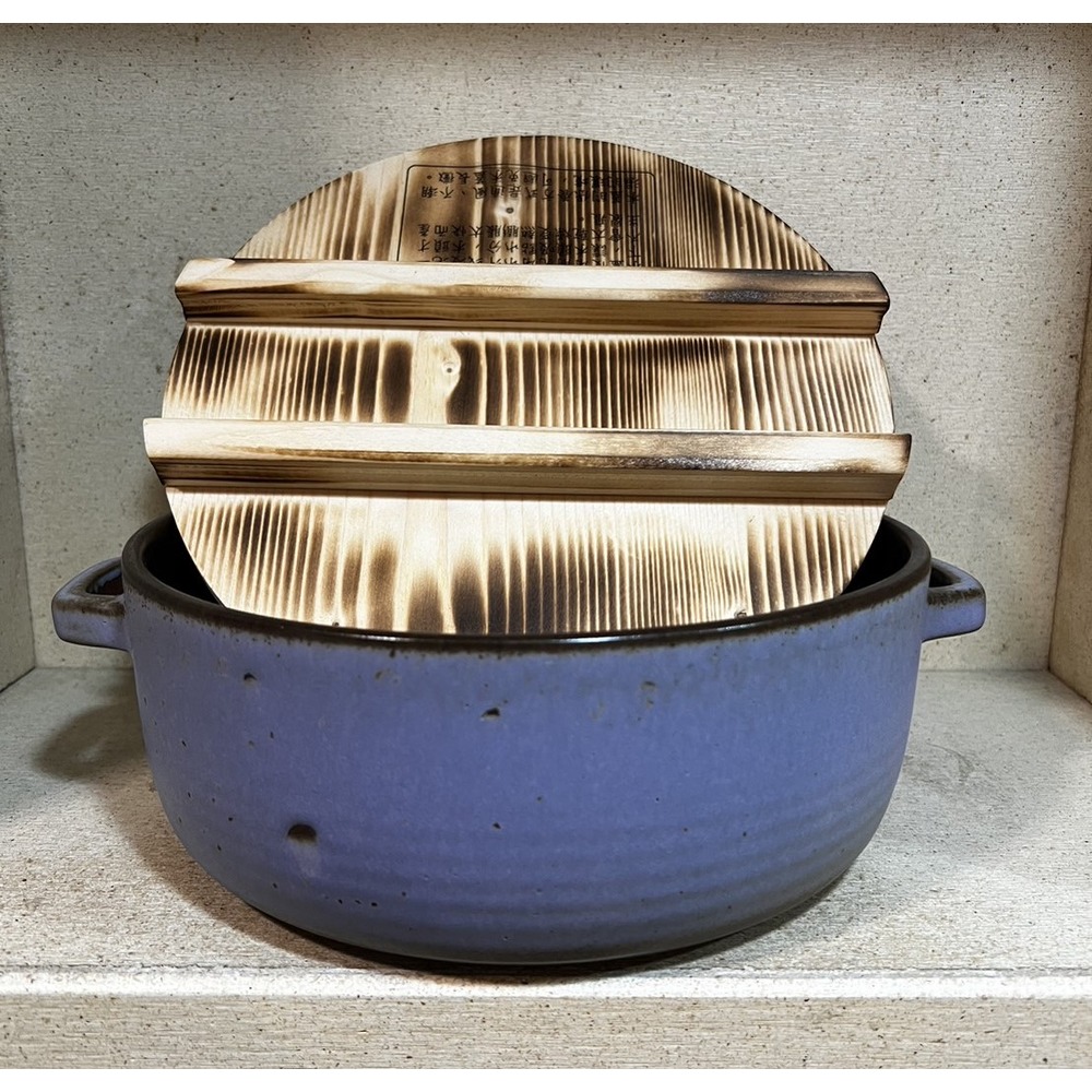 楓樹陶坊能量陶鍋~雙耳平鍋 含木頭蓋 如圖
