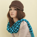 I-shi 日系千鳥格-厚款長圍巾(藍黑)