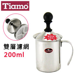 Tiamo雙層濾網304不鏽鋼奶泡杯200cc/SGS檢測合格 拉花杯 咖啡器具 送禮【HA1528】