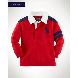 【LJ MALL】美國童裝 Ralph Lauren POLO 男童上衣/經典大馬牛津領POLO衫-紅色 Big Pony Cotton Rugby