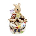 娃娃屋樂園~法國兔單層毛毯尿布蛋糕-巧克力色 每組1200元/生日蛋糕/彌月禮滿月禮週歲禮
