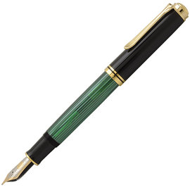 Pelikan百利金 綠條紋桿 18K雙色筆尖鋼筆(M1000)原廠盒裝