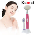 活動價~【KEMEI】3D高頻震動按摩防水洗臉神器二合一款-電動洗臉機+牙刷(S0323)