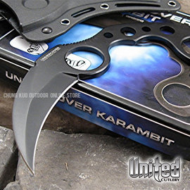 【詮國】United 美國聯合刀廠 / Undercover Karambit 科倫比虎爪格鬥刀 (黑平刃) - UC-1466B