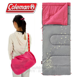 【美國 Coleman】Dark Kids' Sleeping Bag C7 夜光型兒童睡袋/7度C.信封型睡袋/可機洗.附收納袋.可當棉被.睡墊 /CM-22263 桃紅