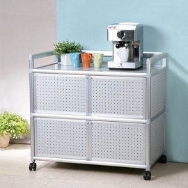《Homelike》鋁合金3尺四門收納櫃 置物架 置物櫃 廚房收納 免組裝免運費