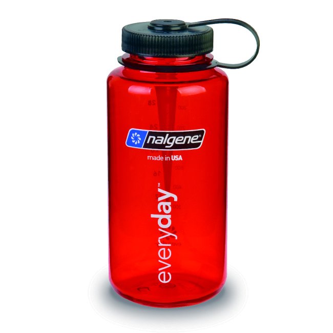 【小崴Life】Nalgene 寬嘴水壼 1000cc (紅色) -寬口水壺 運動水壺 隨身水瓶