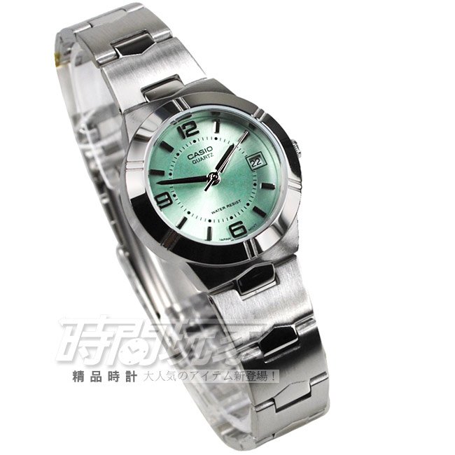 LTP-1241D-3ADF卡西歐CASIO簡約休閒小圓錶 不銹鋼帶綠色 LTP-1241D-3A