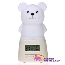 寶兒樂-七彩夜燈溫濕度計顯示器(可愛熊熊)
