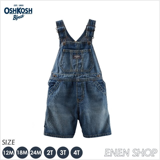 『Enen Shop』@OshKosh Bgosh 經典刷白款單寧吊帶短褲 #424A654｜18M