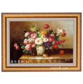 (中幅)牡丹花瓶花/油畫-Ap28(羅丹畫廊)含框81X111公分(100％手繪)