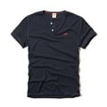 美國百分百【Hollister Co.】T恤 HCO 短袖 T-shirt 海鷗 深藍色 logo 亨利領 M L號 E958