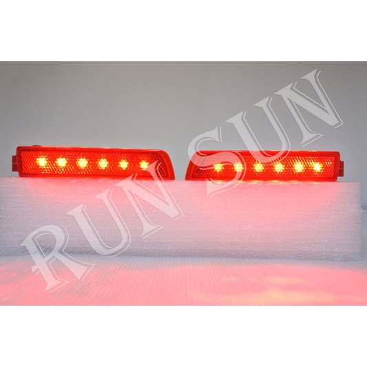 ●○RUN SUN 車燈,車材○● 全新 日產 SUPER SENTRA LIVINA JUKE ROGUE FX35 LED 兩段式 全紅 後保桿燈 一對