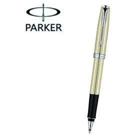 派克 PARKER 商籟 系列鋼筆 P0912360 純銀格珍珠白夾 鋼珠筆 /支