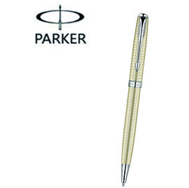 派克 PARKER 商籟 系列鋼筆 P0912370 純銀格珍珠白夾 原子筆 /支