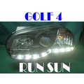 ●○RUN SUN 車燈,車材○● 全新 Volkswagen 福斯 98 99 00 01 02 03 高爾夫 GOLF 4 黑框 DRL 投射魚眼大燈