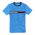 美國百分百【Tommy Hilfiger】T恤 TH 男 Logo 圖案 短袖 上衣 T-Shirt 天空藍 XS號 A794