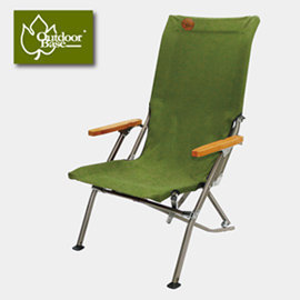 【Outdoorbase】新款 輕和風系列-加高高背舒適 鋁合金+不鏽鋼 竹材椅- 摺疊椅 非Snow Peak Coleman 橄綠 25278
