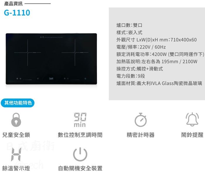 G-1110-Best-IH2口爐-數位控制-規格