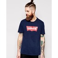 美國百分百【Levis】短袖 T恤 logo 男款 T-shirt 上衣 專櫃款 tee 短T 深藍 M L號 F223