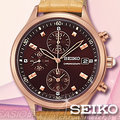 CASIO 時計屋 SEIKO 精工手錶 SNDX04P1 玫瑰金框 日期 皮錶帶 三眼女錶 全新 保固 開發票