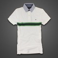 美國百分百【Tommy Hilfiger】Polo衫 TH 短袖 上衣 條紋 網眼 白色 綠色 深藍 XXS號 F328