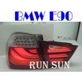 ●○RUN SUN 車燈,車材○● 全新 BMW 寶馬 05 06 07 08 E90 3系列 LED 3條光版晶鑽紅白尾燈
