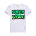美國百分百【Superdry】極度乾燥 T恤 上衣 T-shirt 短袖 短T 圓領 復古 霓虹 螢光綠 白色 L XL XXL號 F340
