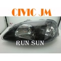 ●○RUN SUN 車燈,車材○● 全新 本田 1999 2000 K8 六代喜美 6.CIVIC JM 黑框 大燈 一對 台灣製造