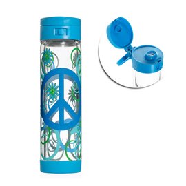 【送濾茶隔】Glasstic │ 安全防護玻璃水瓶 彩繪款 470ml (Peac 掀蓋藍)