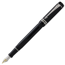 最新2014 PARKER派克 DUOFOLD 多福大世紀 黑桿白夾18K750鋼筆 F尖(P0690560)