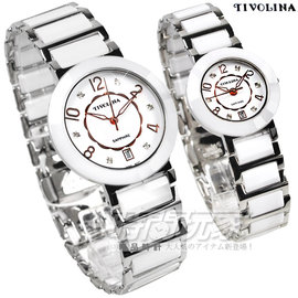 MAW3671-G/LAW3671-G 小紅帽 TIVOLINA 情人對錶 數字鑲鑽時刻 白色薄型陶瓷錶