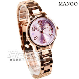 (活動價) MA6670L-74R MANGO 舞動數字魅力女錶 玫瑰金電鍍 日期顯示視窗 粉色面