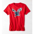 美國百分百【American Eagle】T恤 AE 短袖 上衣 T-shirt 老鷹 水墨 漸層 紅色 男 L號 F433