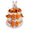 娃娃屋樂園~法國兔雙層毛毯尿布蛋糕-橘色 每組2299元/生日蛋糕/彌月禮滿月禮週歲禮