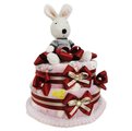 娃娃屋樂園~法國兔雙層毛毯尿布蛋糕-酒紅色 每組2299元/生日蛋糕/彌月禮滿月禮週歲禮