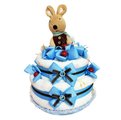 娃娃屋樂園~法國兔雙層毛毯尿布蛋糕-藍色 每組2299元/生日蛋糕/彌月禮滿月禮